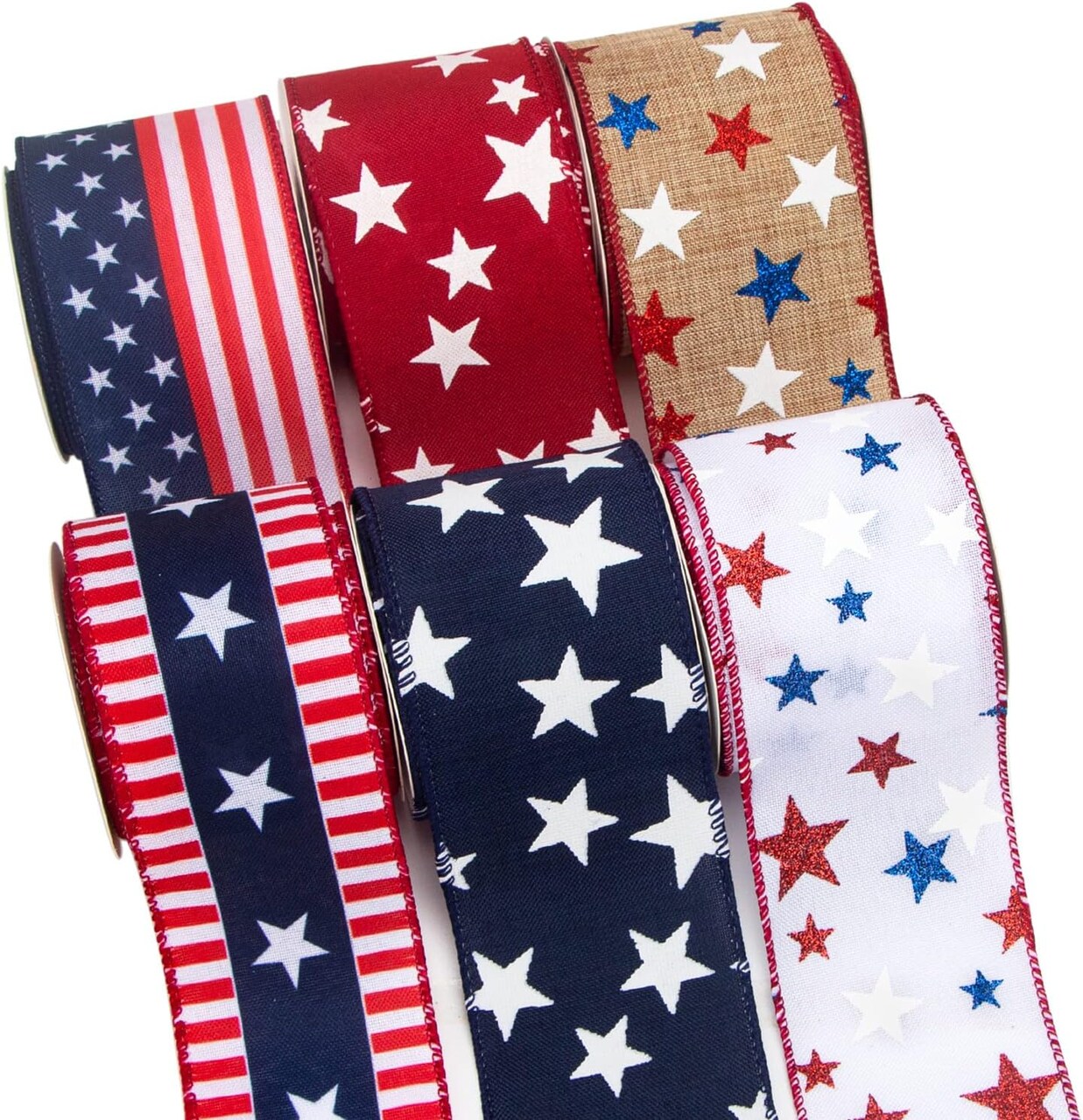 Patriotic Ribbon for Crafts, Wreath, 4th of July Ribbon 2-1/2 Inch Total 90 Feets(30 Yards)